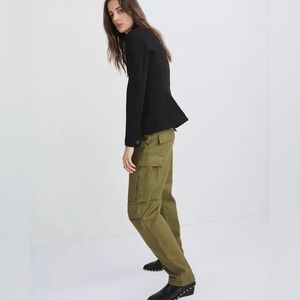 RAG & BONE Cotton Army Green Slouchy Cargo Pant Straight Taper Military